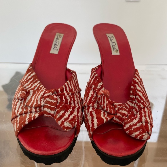 Carlos Falchi Vintage Peep Toe Heels - Picture 1 of 5